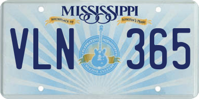 MS license plate VLN365