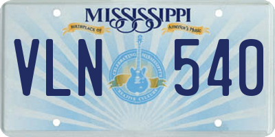 MS license plate VLN540