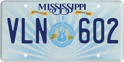 MS license plate VLN602