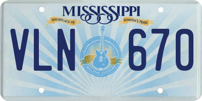 MS license plate VLN670