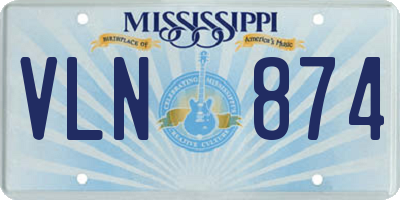 MS license plate VLN874
