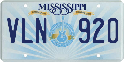 MS license plate VLN920
