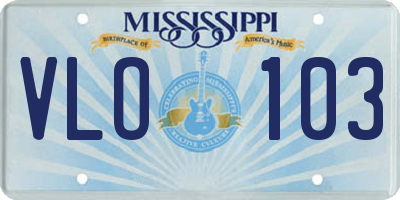 MS license plate VLO103