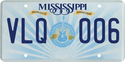 MS license plate VLQ006
