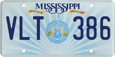 MS license plate VLT386