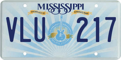 MS license plate VLU217