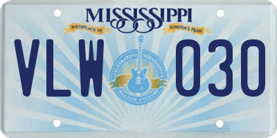 MS license plate VLW030