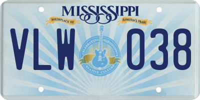 MS license plate VLW038