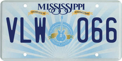 MS license plate VLW066