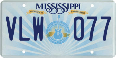 MS license plate VLW077