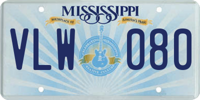 MS license plate VLW080