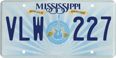 MS license plate VLW227