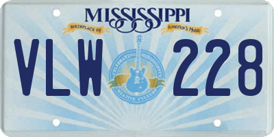 MS license plate VLW228
