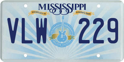MS license plate VLW229