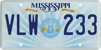 MS license plate VLW233