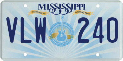 MS license plate VLW240