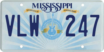 MS license plate VLW247