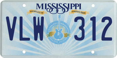 MS license plate VLW312