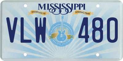 MS license plate VLW480