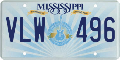 MS license plate VLW496