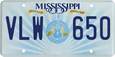 MS license plate VLW650