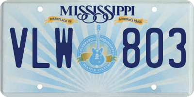 MS license plate VLW803