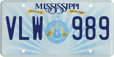 MS license plate VLW989