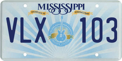 MS license plate VLX103