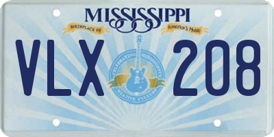 MS license plate VLX208