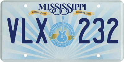 MS license plate VLX232