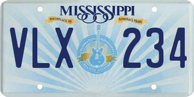 MS license plate VLX234