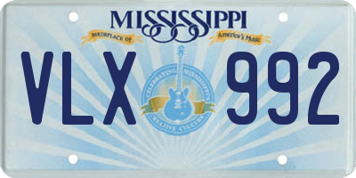 MS license plate VLX992