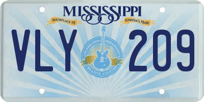 MS license plate VLY209