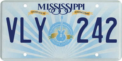 MS license plate VLY242