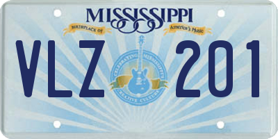 MS license plate VLZ201