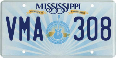 MS license plate VMA308