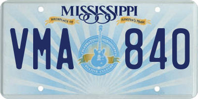 MS license plate VMA840