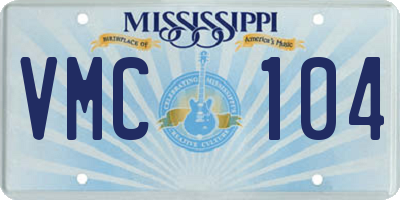 MS license plate VMC104