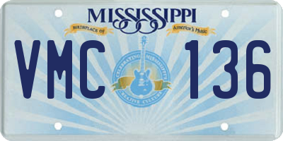 MS license plate VMC136