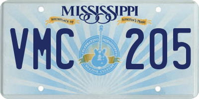 MS license plate VMC205