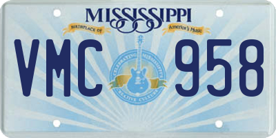 MS license plate VMC958