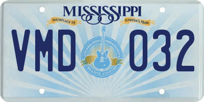 MS license plate VMD032