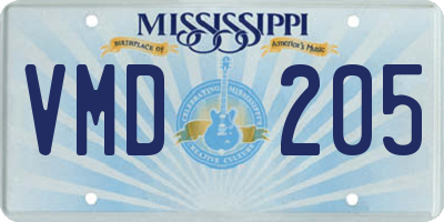 MS license plate VMD205