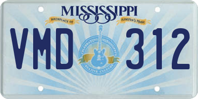 MS license plate VMD312