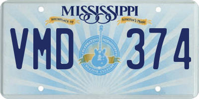 MS license plate VMD374