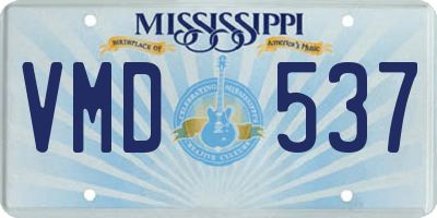 MS license plate VMD537