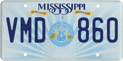 MS license plate VMD860