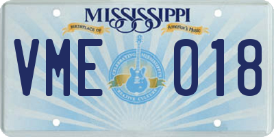 MS license plate VME018