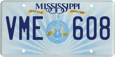 MS license plate VME608