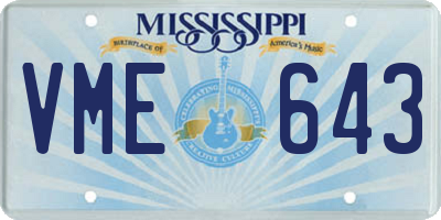 MS license plate VME643